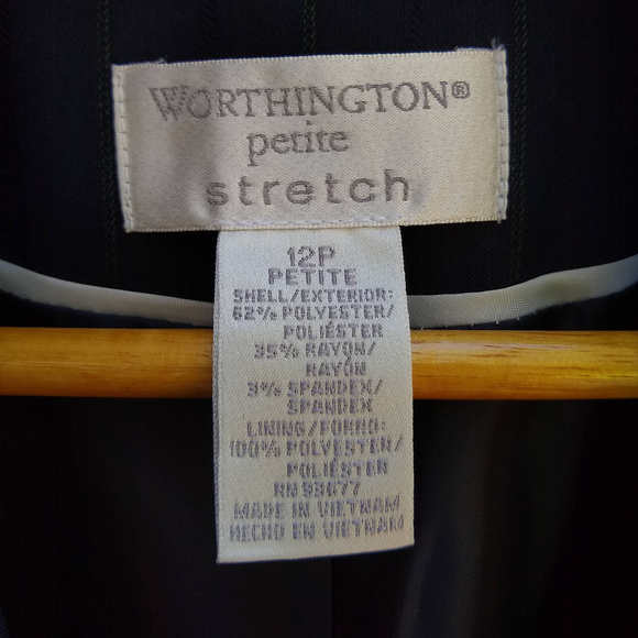 Worthington Petite Stretch Navy Striped Blazer - Picture 4 of 8